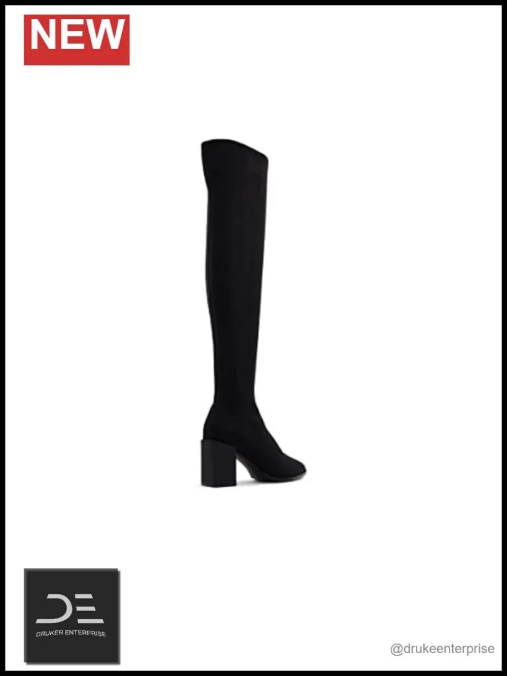 Over the Knee Platform Block Heel Boots Pointed Toe Slip On